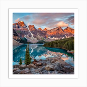 Sunrise At Banff National Park Art Print