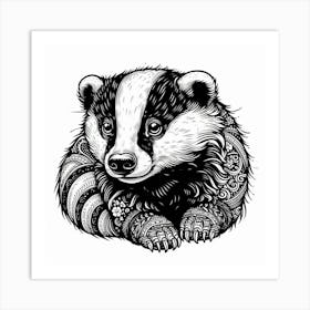 Line Art badger 3 Art Print