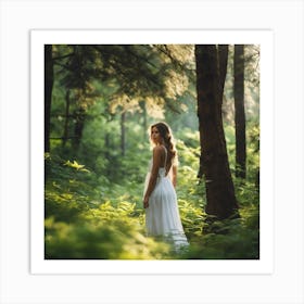 Beautiful Woman In The Forest 15 Art Print