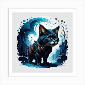 Cat In The Forest Art Print