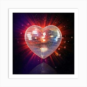 Firefly Vibrant Heart Shaped Disco Ball Floating In Light 80777 (2) Art Print