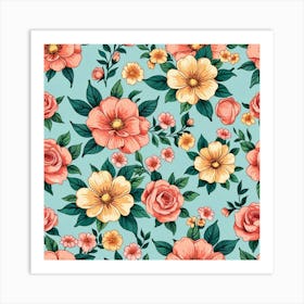 Seamless Floral Pattern 6 Art Print