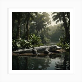 Alligator In The Jungle 1 Art Print