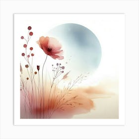 Watercolor Poppy Flower Art Print