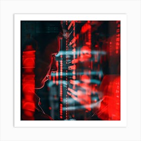 Man Working In A Data Center Art Print