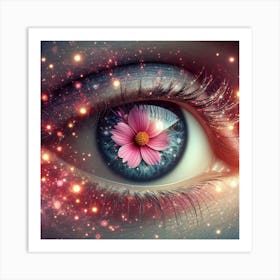 Pink Flower In The Eye Art Print