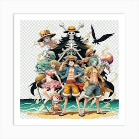 One Piece Anime, One Piece Transparent Background Art Print