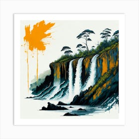 Colored Falls Ink Painting (17) Art Print