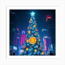 Christmas Tree With Bitcoins 1 Art Print