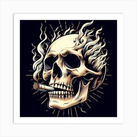 Skull With Cigarette 1 Art Print