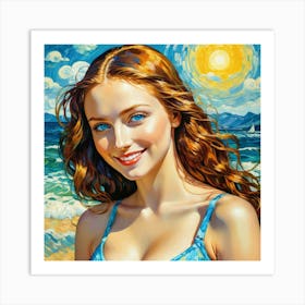 Girl On The Beach 1 Art Print