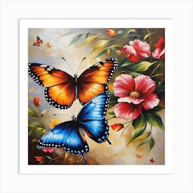 Butterflies And Flowers 9 Art Print