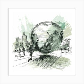 Drawing Of A Globe Art Print