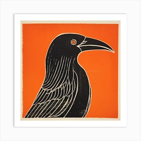 Retro Bird Lithograph Raven 4 Art Print