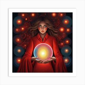 Woman Holding A Crystal Ball Art Print