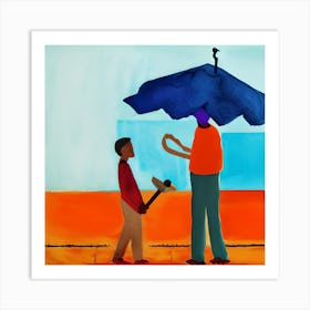 Man With An Umbrella Art Print
