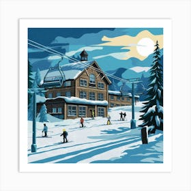 Ski Resort At Night Art Print