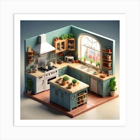 Isometric Kitchen 1 Art Print