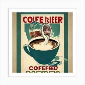 Coffee Diver Poster Print, Good Morning Coffee, Retro Diver Art, Kitchen Wall Art, Coffee Station Art, Art Deco Prints, Coffee Lover Gifts 1 Art Print
