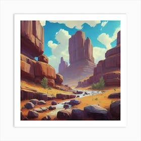 Landscape of valley rocks 15 Art Print