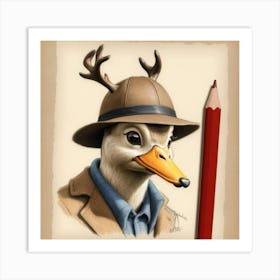 Duck In A Hat 14 Art Print