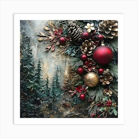 Vintage Holiday Mixed Media 2 Art Print