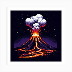 8-bit volcano eruption 3 Art Print