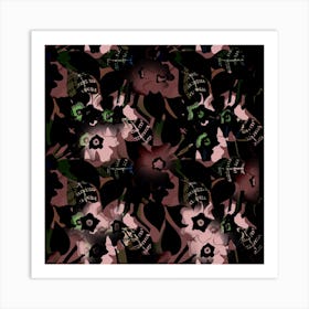 Black And Green Flowers Art Print