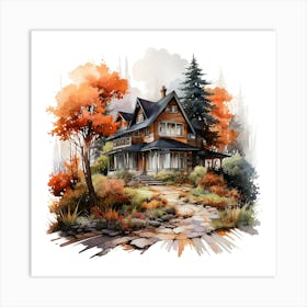 Watercolor Of A House Art Print