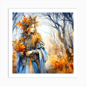 A Portrait Of A Young Woman In The Woods Art Print