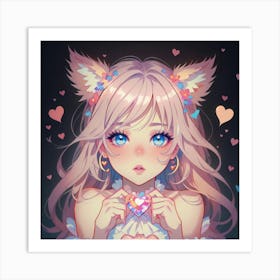 Cute Girl With Fluffy Ears(1) Art Print