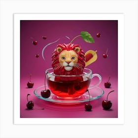 Lion In Tea 1 Art Print