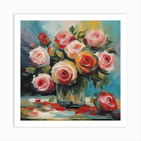 Roses In A Vase Art Print