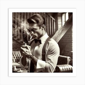 Secret Agent Templar 3/4 (spy mission impossible bond mi5 assassin action movie gun smoking cigarette alpha hunt mif bourne ryan) Art Print