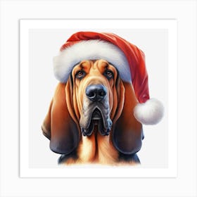 Basset Hound Santa Hat Poster