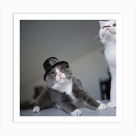 Two Cats In A Hat Art Print