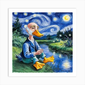 Starry Night Duck 12 Art Print