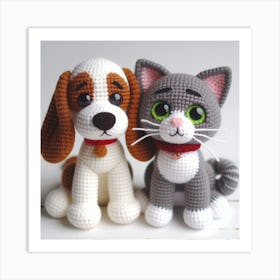 Amigurumi, dog and cat 3 Art Print