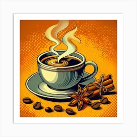 Steaming Cup Of Coffee, Pop Art 5 Art Print