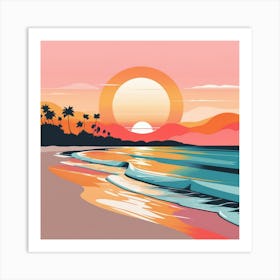 Sunset At The Beach 11 Art Print