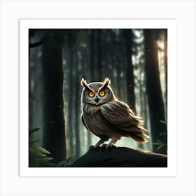 Owl In The Forest 27 Art Print