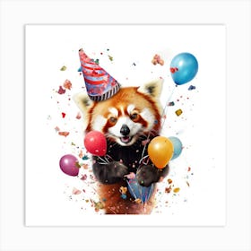 Red Panda Birthday Party Art Print