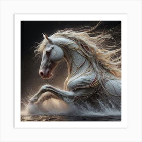 Horse In Water Art Print