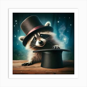 Raccoon In Top Hat Poster