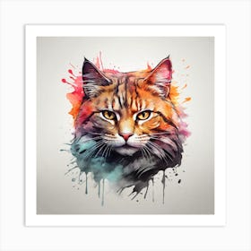 Watercolor Cat Painting Art Print