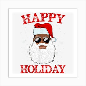 Black Happy Holidays African American Santa Claus Art Print