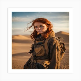 Red Haired Girl In Desert Art Print
