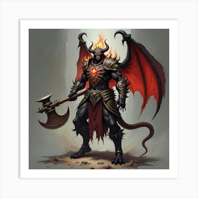 A Demon Warrior With Burning Eyes And A Massive Axe 1 Art Print