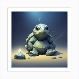 Turtle With A Candle Art Print