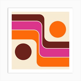 Retro 70s Style Geometric Abstract 2 Art Print